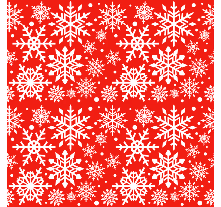 Papier peint noël flocons de neige rouges - TenStickers