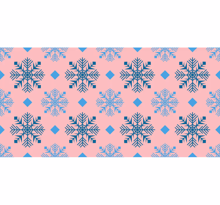 Papier peint noël motif flocons roses et bleus - TenStickers