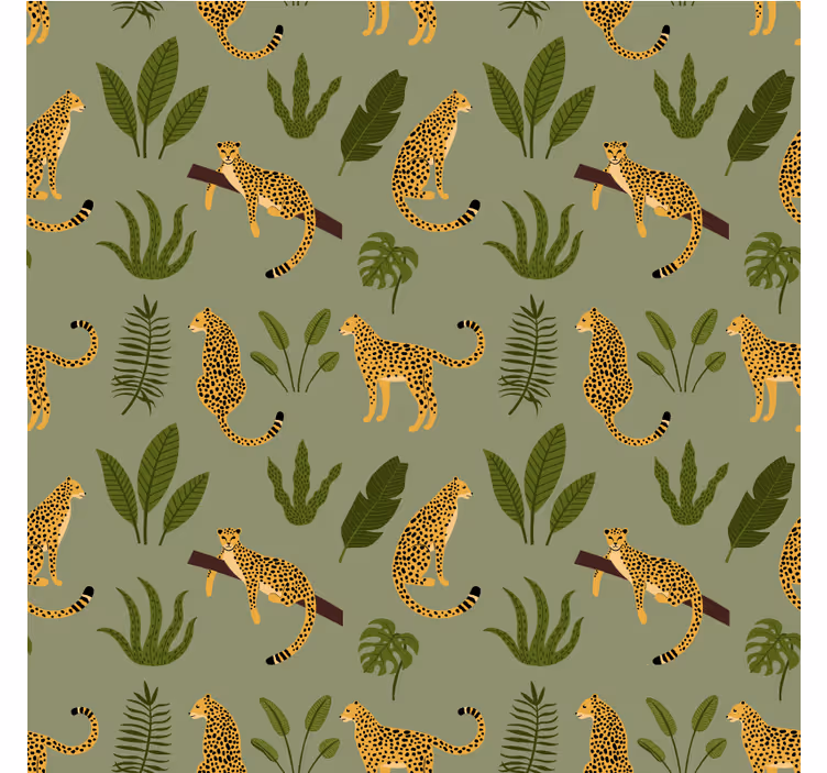 Papier peint chambre design léopard jungle floral - TenStickers