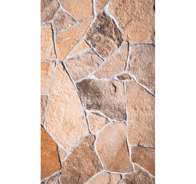 Papier peint ornemental briques en pierre brune claire - TenStickers