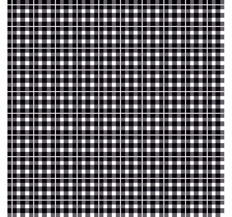 Papier peint ornemental à motif vichy noir et blanc - TenStickers