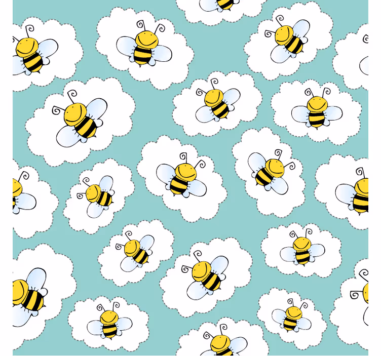 Papier peint chambre enfant nuages et abeilles - TenStickers