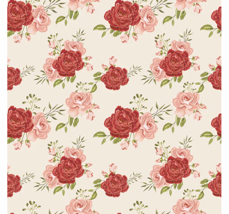Papier peint floral roses gracieuses - TenStickers