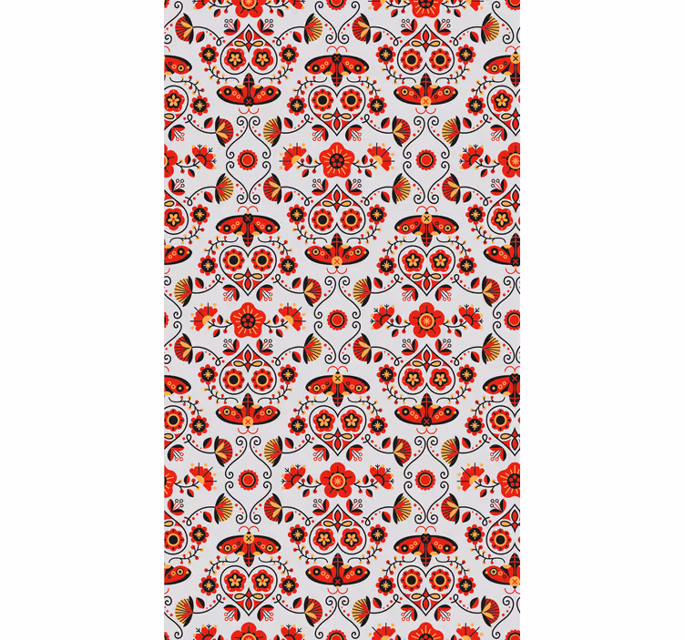 Papier peint chambre motif folklorique rouge de pologne - TenStickers