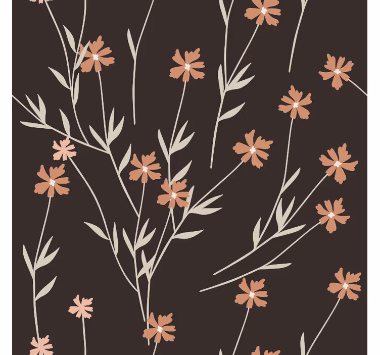 Papier peint motif fleurs brunes kallax - TenStickers