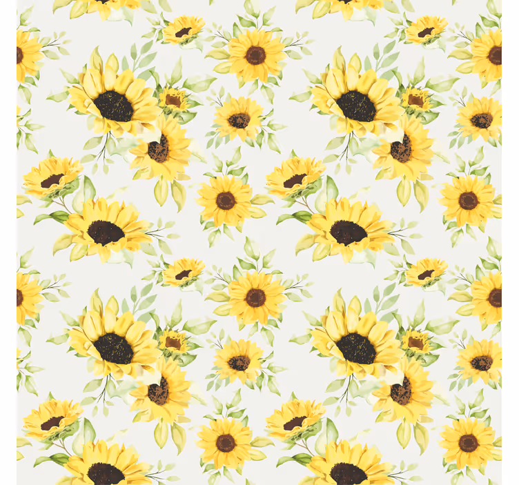 Papier peint motif motif tournesol aquarelle sans fin - TenStickers