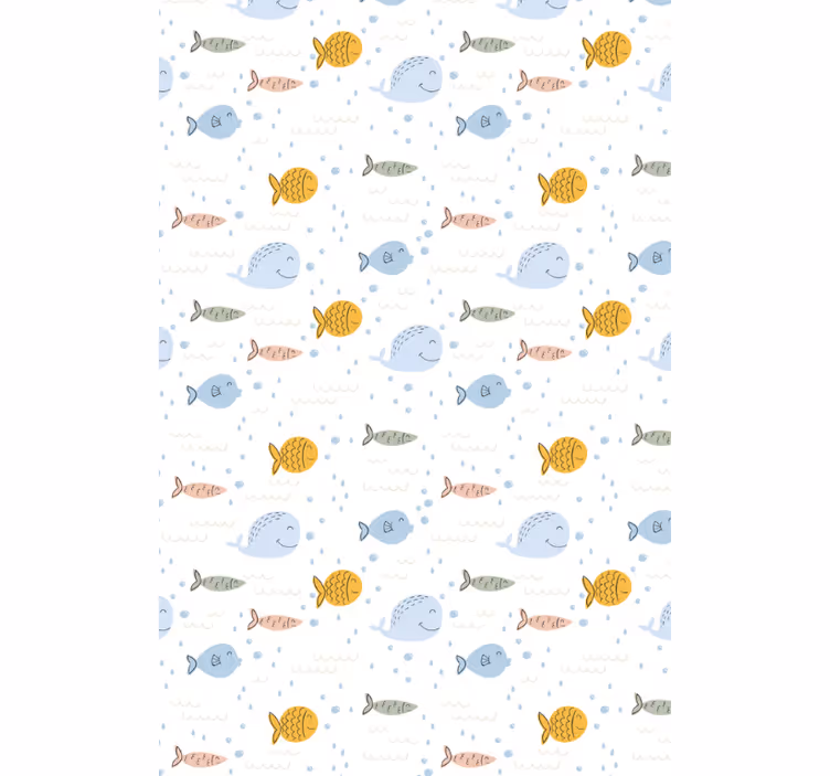 Papier peint animaux poissons colorés en cartoon - TenStickers