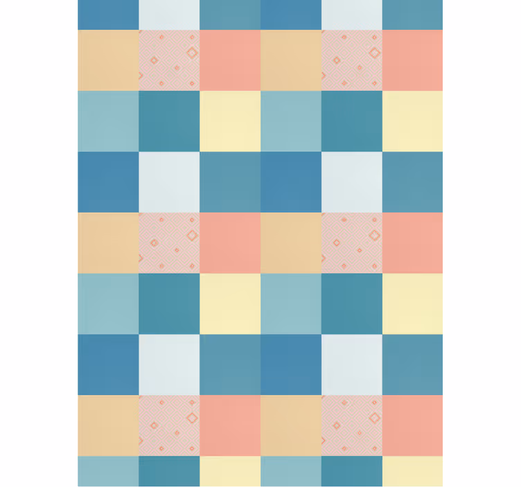 Papier peint couloir motif rétro coloré patchwork - TenStickers