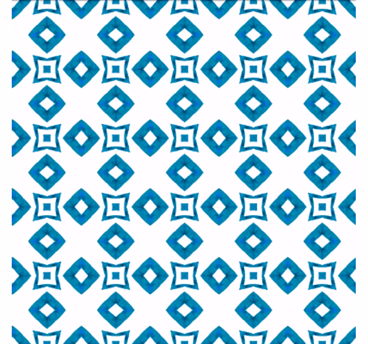 Papier peint salle à manger design losanges bleus - TenStickers
