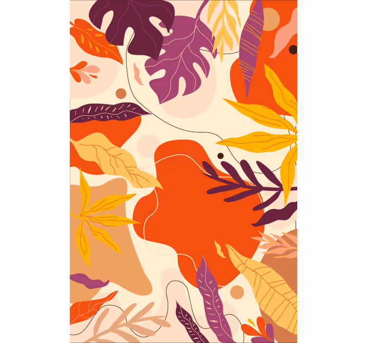 Papier peint nature feuilles abstraites colorées - TenStickers