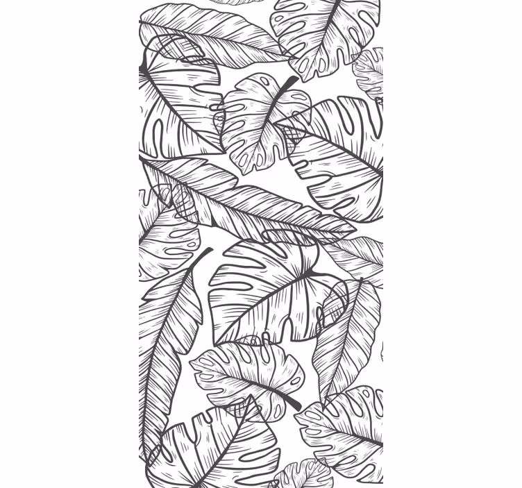 Papier peint nature contours de grandes feuilles - TenStickers