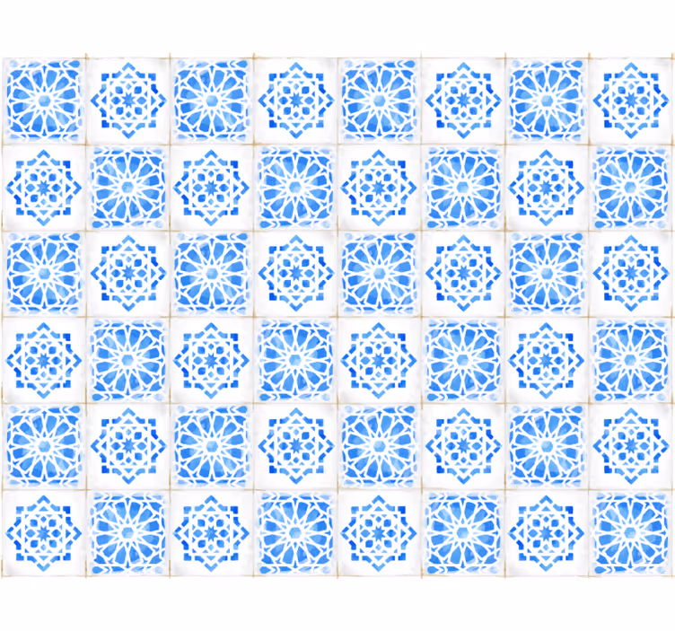 Papier peint carreaux de ciment motifs bleus complexes - TenStickers
