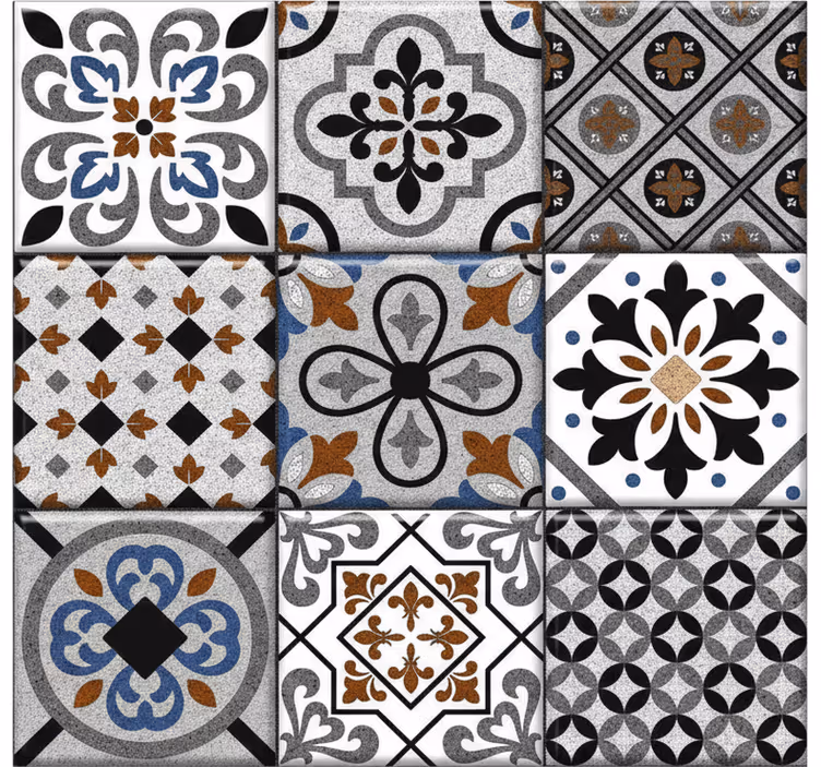 Papier peint carreaux de ciment design marocain foncé - TenStickers
