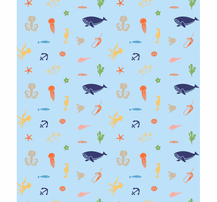 Papier peint chambre enfant animaux marins minimalistes - TenStickers
