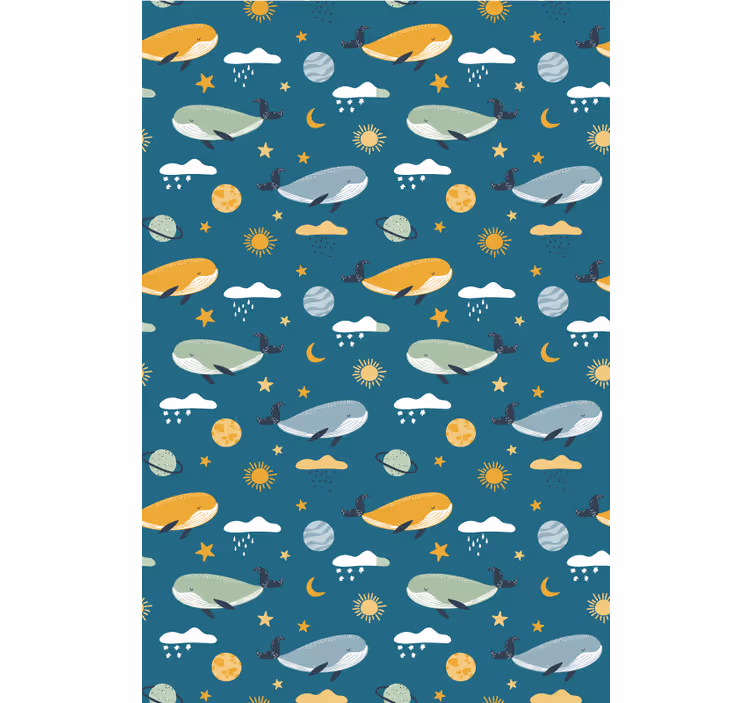 Papier peint chambre enfant motif de baleines tendance - TenStickers