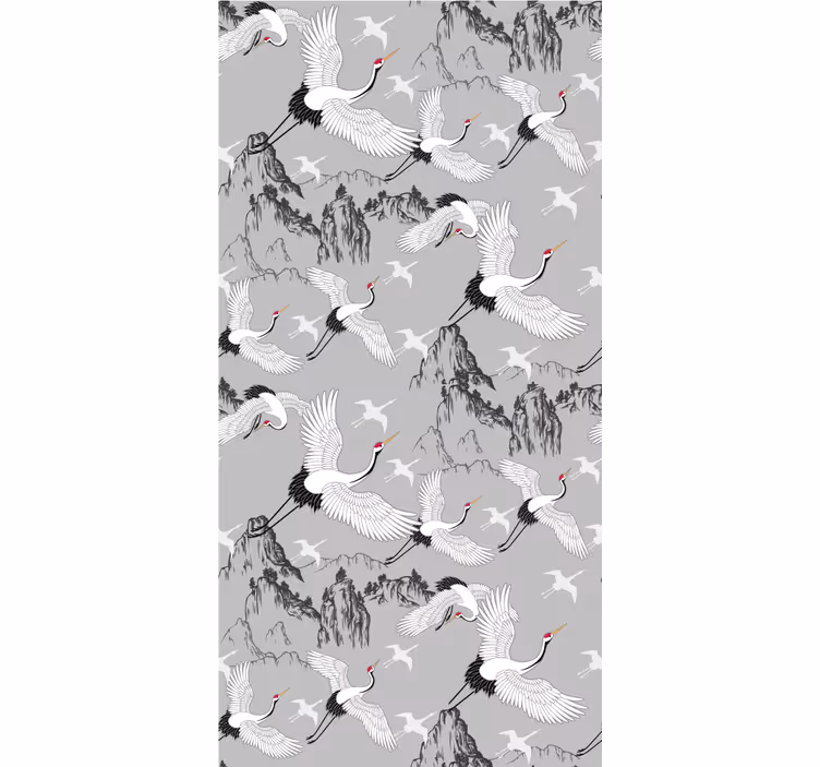 Papier peint chambre enfant grues et sommets élégants - TenStickers