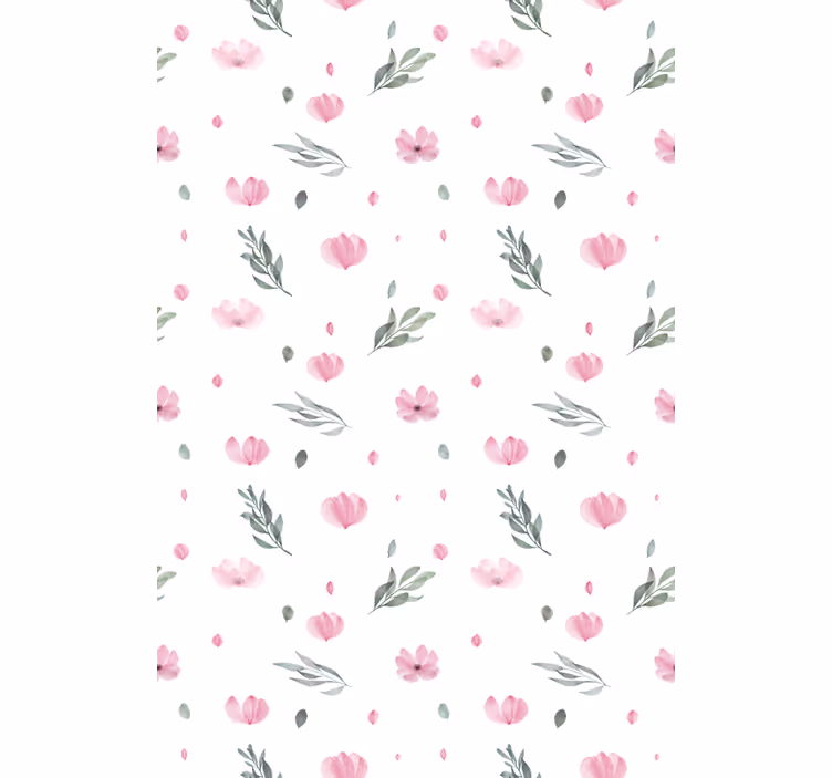 Papier peint chambre enfant fleurs roses minimalistes - TenStickers