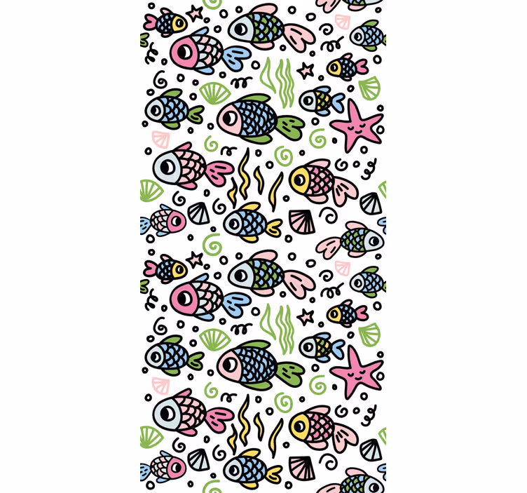 Papier peint chambre enfant motif poissons multicolores - TenStickers