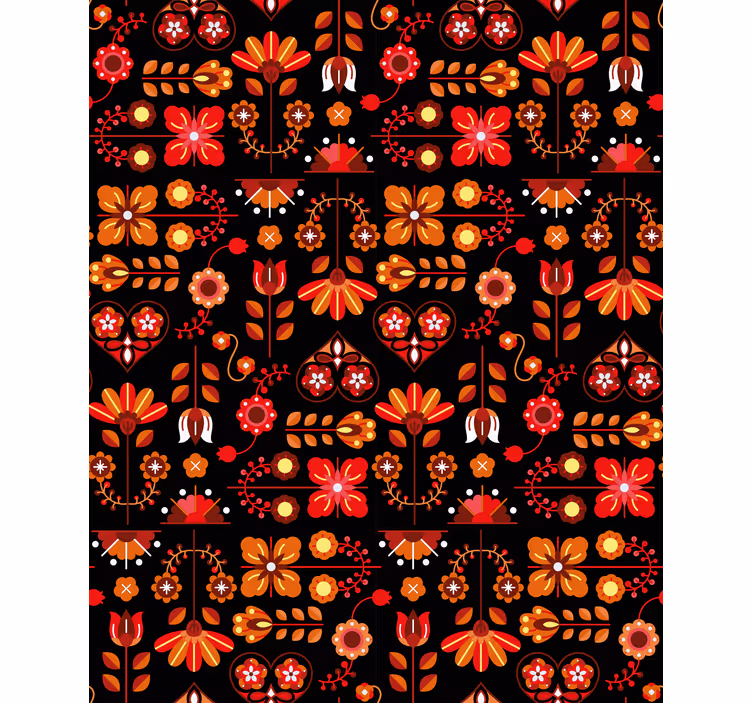 Papier peint couloir art populaire orange - TenStickers