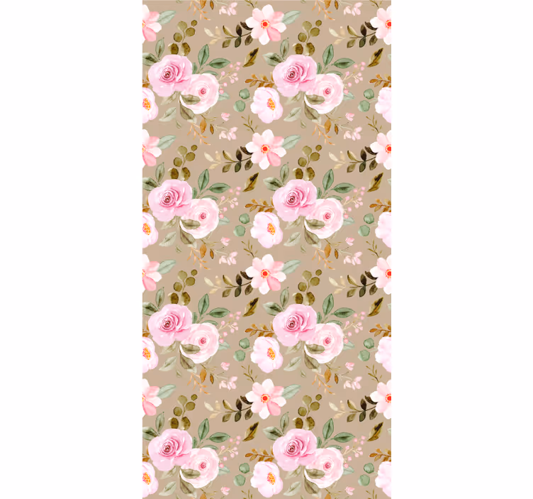 Papier peint couloir motifs floraux roses - TenStickers