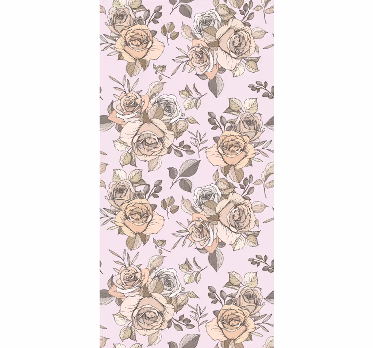 Papier peint couloir motif de roses élégantes - TenStickers