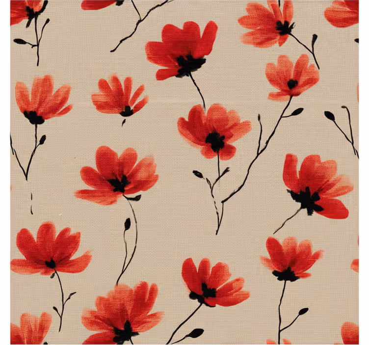 Papier peint couloir coquelicots rouges aquarelle - TenStickers