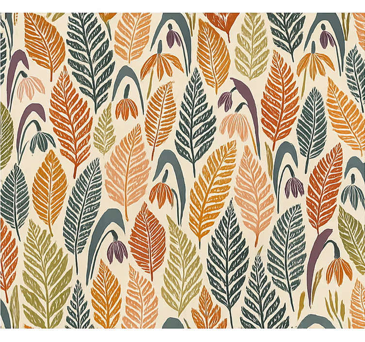 Papier peint scandinave fleurs de perce-neige multicolores - TenStickers