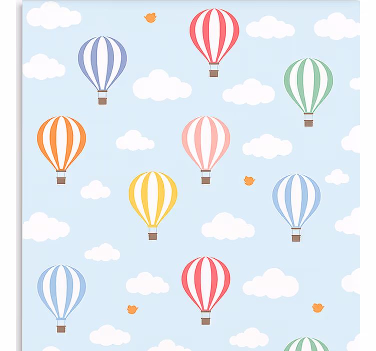 Papier peint scandinave balade en montgolfière pastel - TenStickers