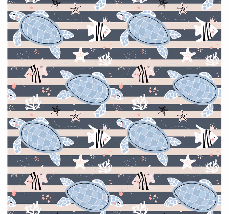 Papier peint vintage motif tortue - TenStickers