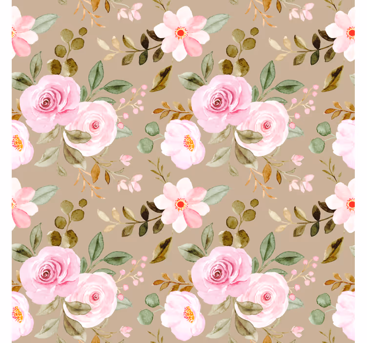 Papier peint floral roses beige vintage - TenStickers