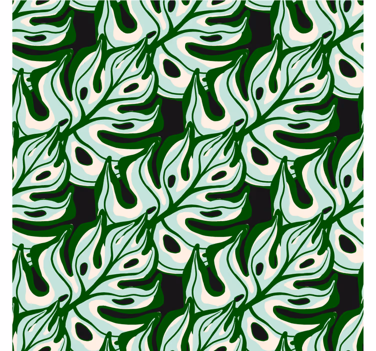 Papier peint floral motif floral éclatant noir et vert - TenStickers