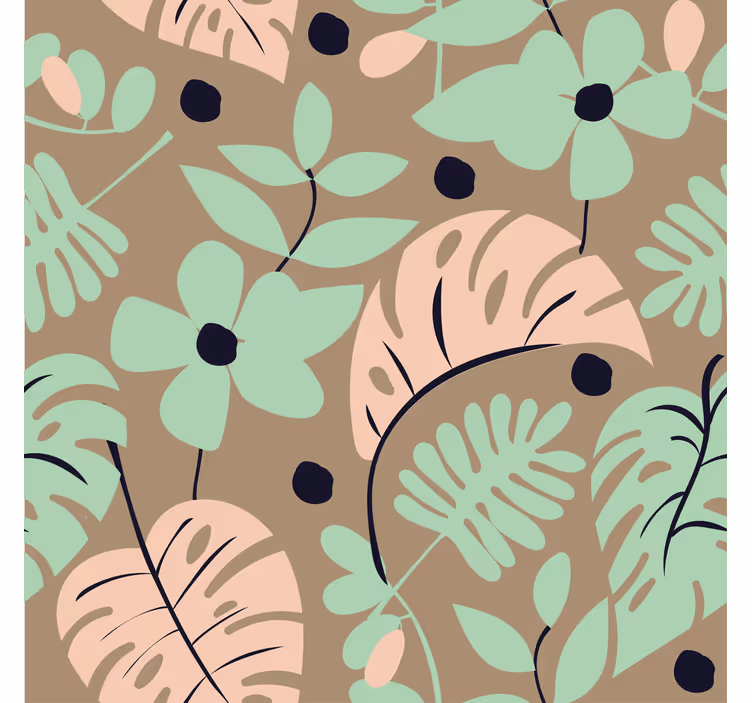 Papier peint floral fleurs et feuilles monstera pastel - TenStickers