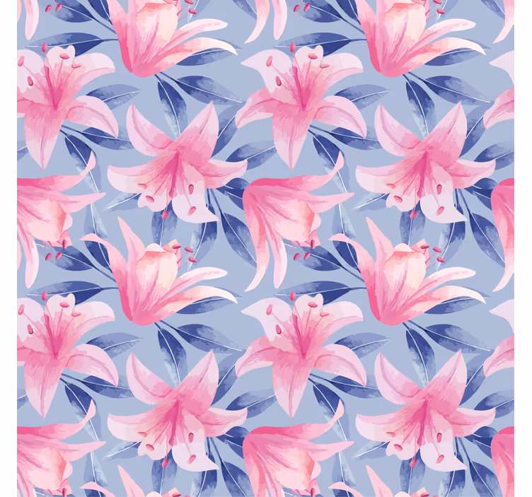 Papier peint floral illustration aquarelle rose et violet - TenStickers