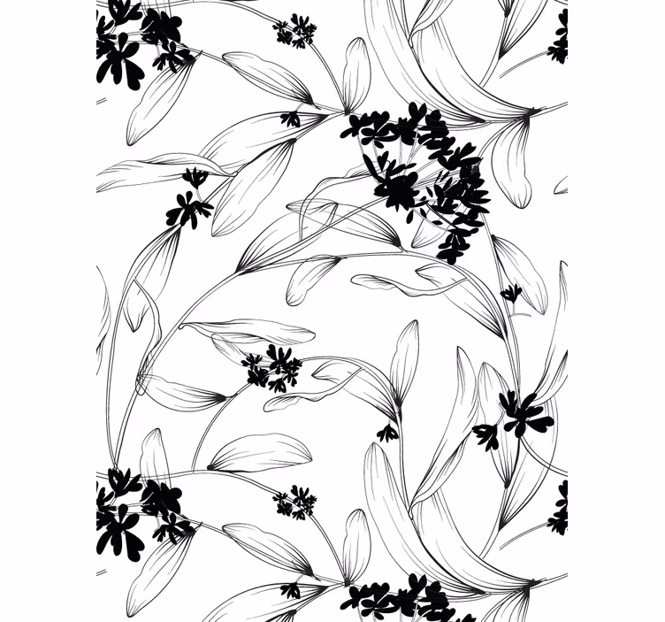 Papier peint moderne motif feuilles noires - TenStickers