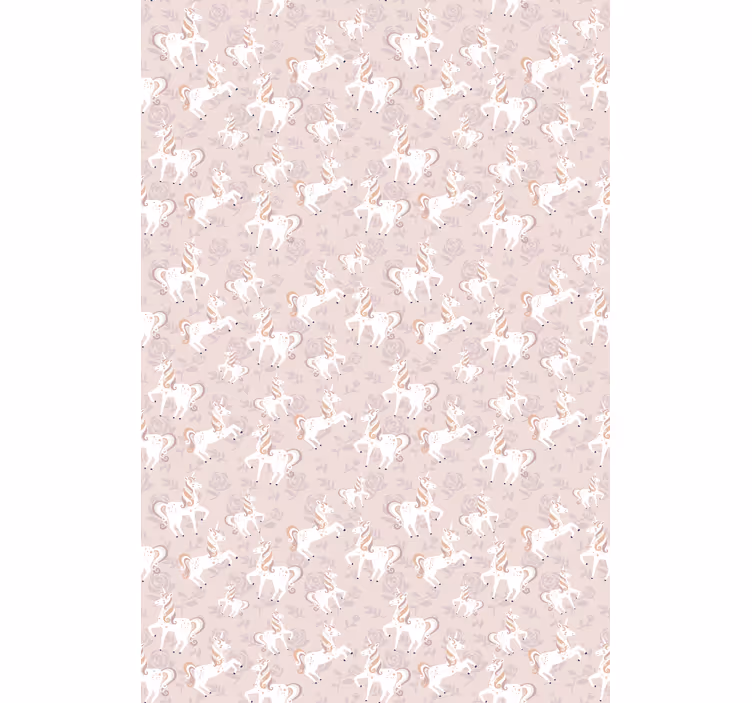 Papier peint chambre enfant licorne beige féerique - TenStickers