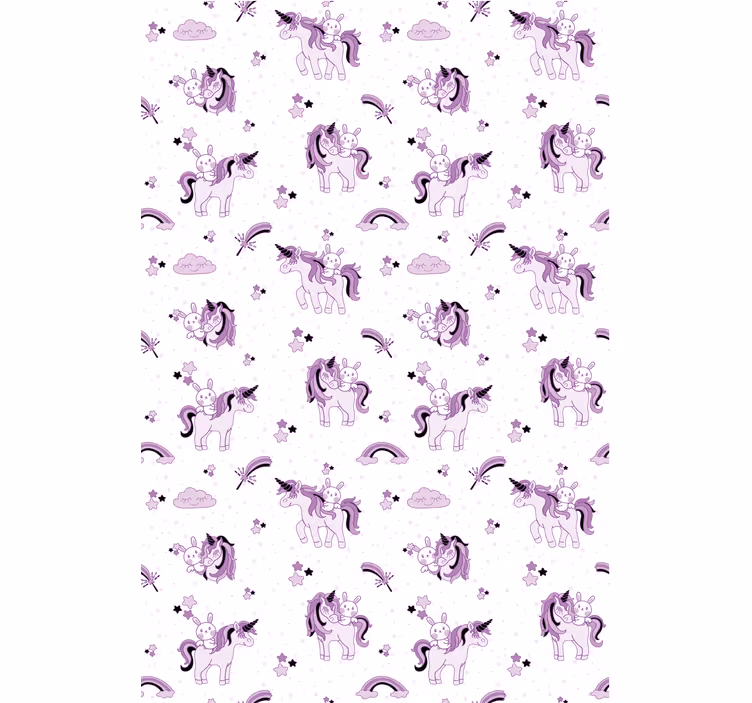 Papier peint chambre enfant licornes violettes fantaisie - TenStickers