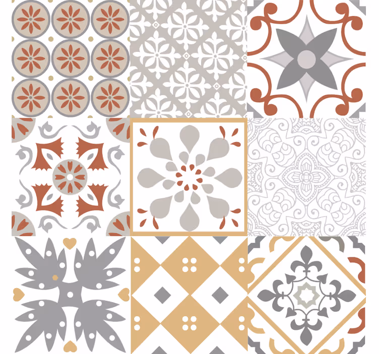 Papier peint cuisine mosaïque orange - TenStickers