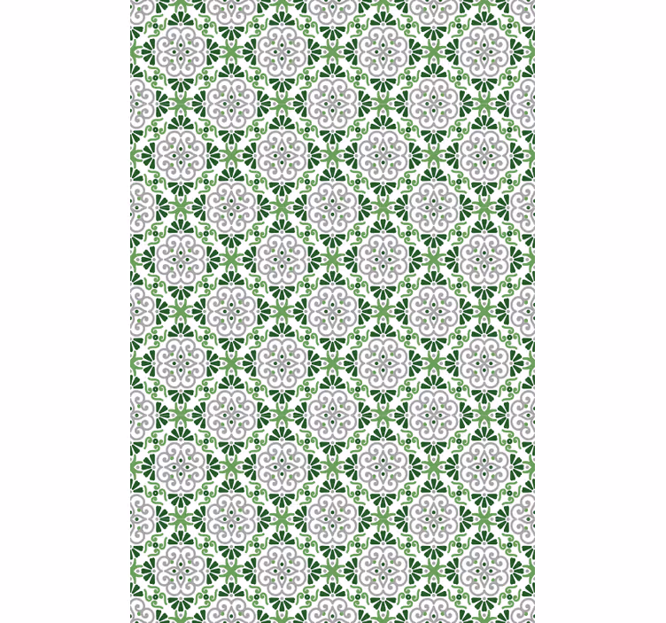 Papier peint cuisine mosaïque florale verte - TenStickers