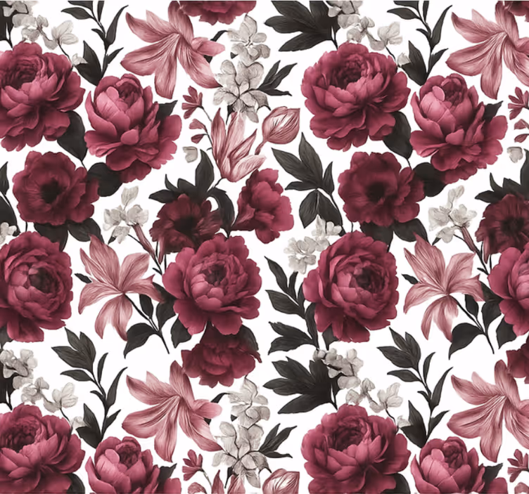 Papier peint salon floral néerlandais sombre - TenStickers