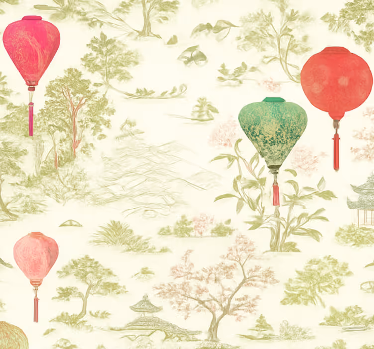 Papier peint chambre adulte paysage chinois oriental - TenStickers