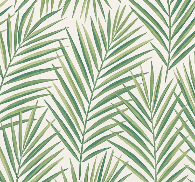 Papier peint salon feuilles vertes tropicales fines - TenStickers