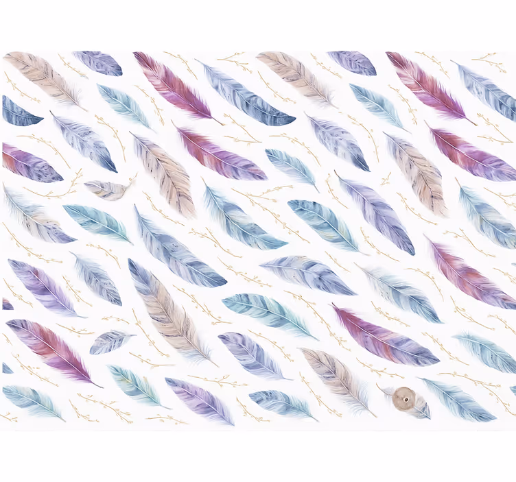 Papier peint chambre enfant motif de plumes colorées - TenStickers