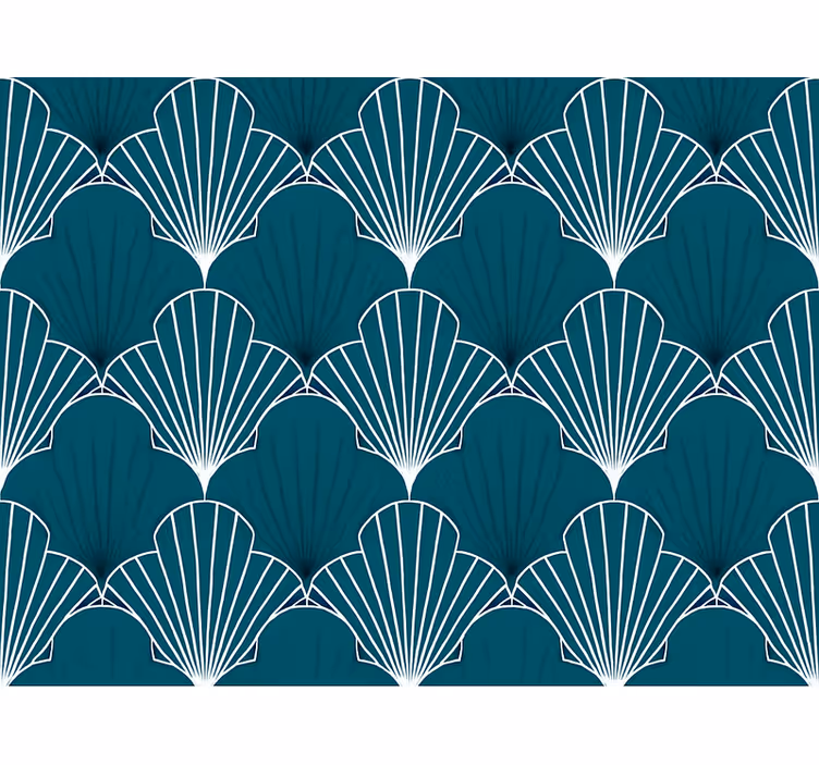 Papier peint abstrait Écailles modernes teal - TenStickers