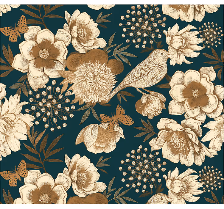 Papier peint oiseaux botanique vintage chinois - TenStickers
