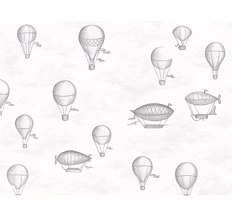 Papier peint classique ciels vintage et dirigeables - TenStickers