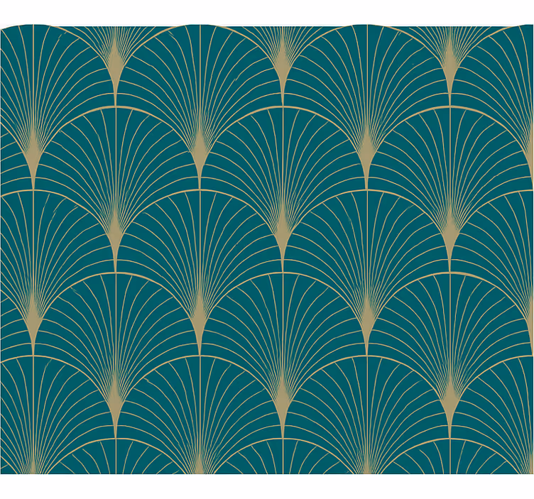 Papier peint chambre adulte décor art bleu or - TenStickers