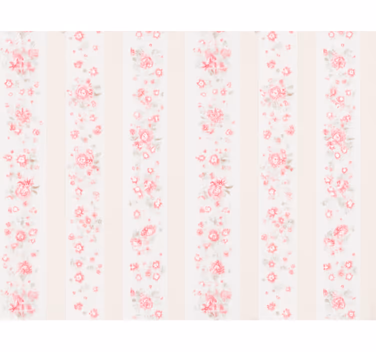 Papier peint chambre enfant rayures florales roses rétro - TenStickers