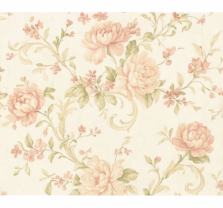 Papier peint chambre adulte fleurs vintage rose clair - TenStickers