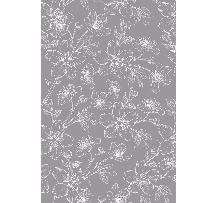 Papier peint floral fleurs grises - TenStickers
