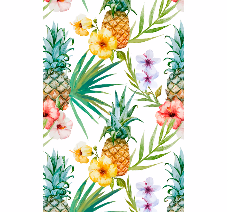 Papier peint floral ananas peint - TenStickers
